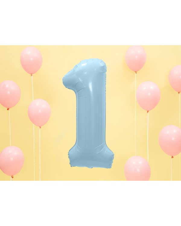 Foil Balloon Number ''1'', 86cm, light blue