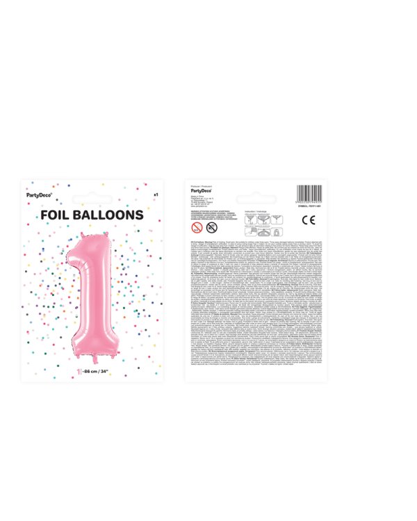 Foil Balloon Number ''1'', 86cm, pink