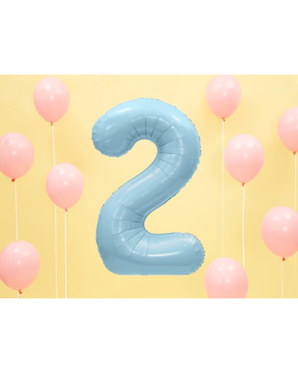 Foil Balloon Number ''2'', 86cm, light blue