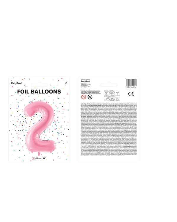 Foil Balloon Number ''2'', 86cm, pink