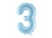 Foil Balloon Number ''3'', 86cm, light blue