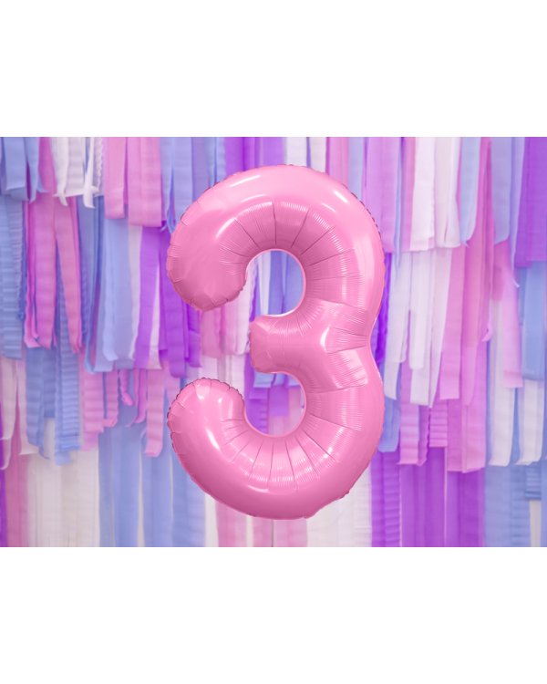 Foil Balloon Number ''3'', 86cm, pink
