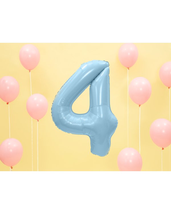 Foil Balloon Number ''4'', 86cm, light blue