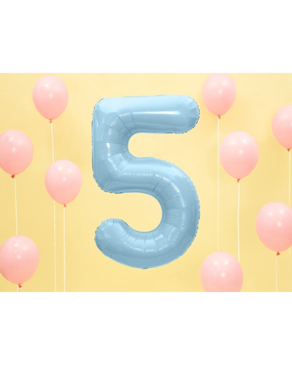 Foil Balloon Number ''5'', 86cm, light blue