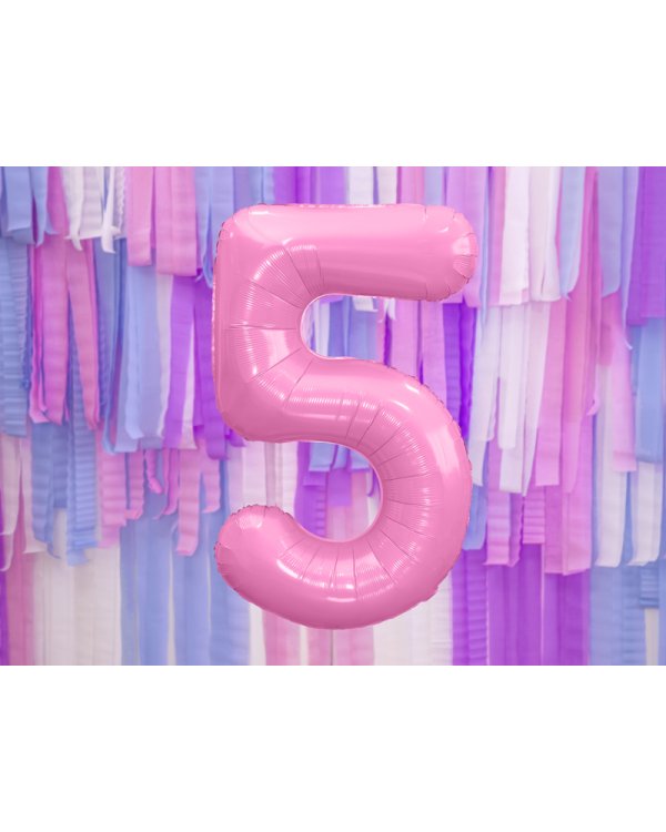 Foil Balloon Number ''5'', 86cm, pink