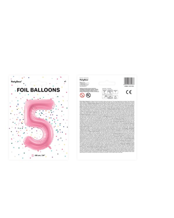 Foil Balloon Number ''5'', 86cm, pink