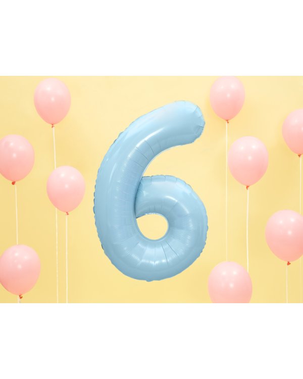 Foil Balloon Number ''6'', 86cm, light blue