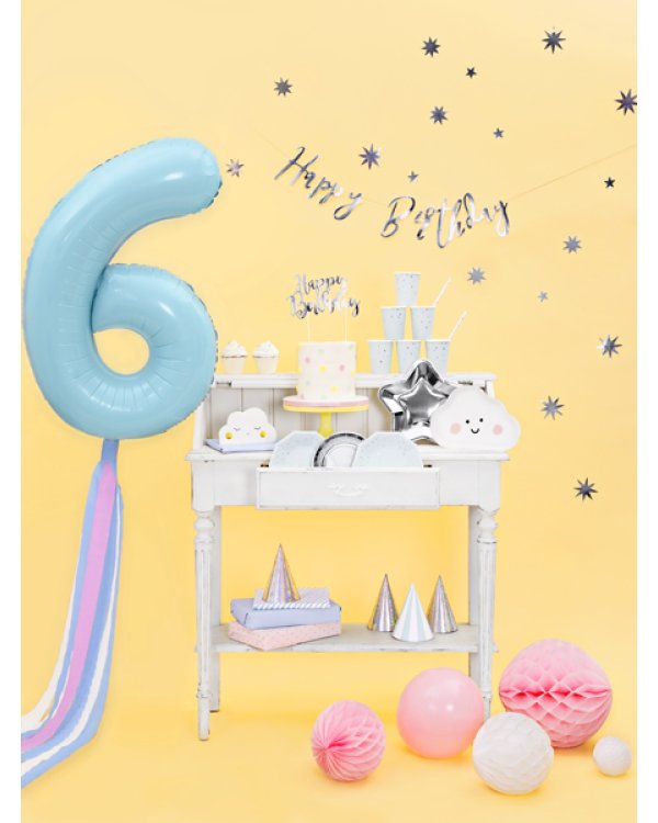 Foil Balloon Number ''6'', 86cm, light blue