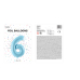Foil Balloon Number ''6'', 86cm, light blue