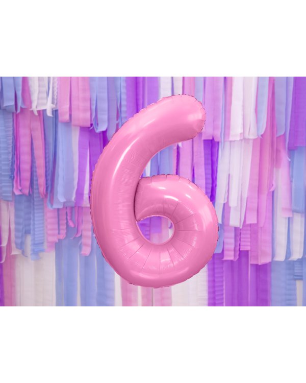 Foil Balloon Number ''6'', 86cm, pink