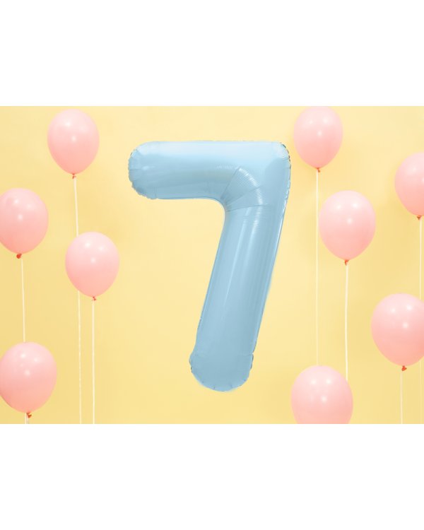 Foil Balloon Number ''7'', 86cm, light blue