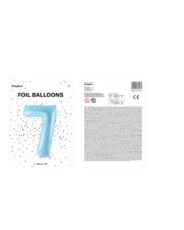 Foil Balloon Number ''7'', 86cm, light blue