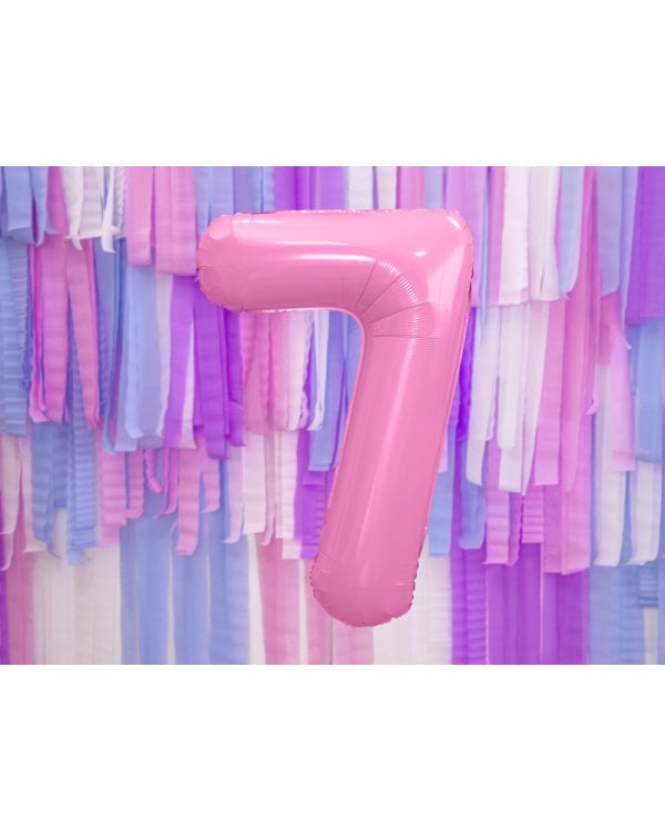 Foil Balloon Number ''7'', 86cm, pink