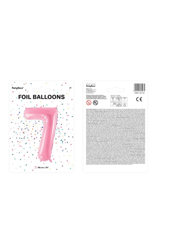 Foil Balloon Number ''7'', 86cm, pink