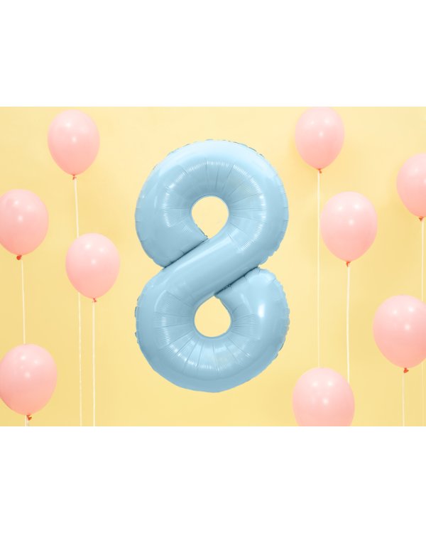 Foil Balloon Number ''8'', 86cm, light blue