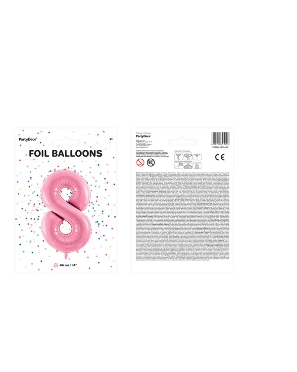 Foil Balloon Number ''8'', 86cm, pink