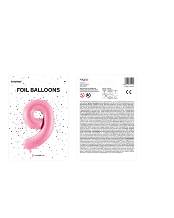 Foil Balloon Number ''9'', 86cm, pink