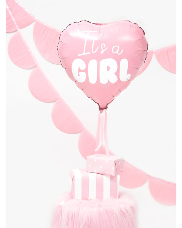 Foil Balloon Heart - It's a girl, 45cm, light pink