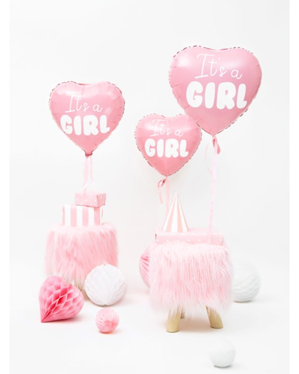 Foil Balloon Heart - It's a girl, 45cm, light pink