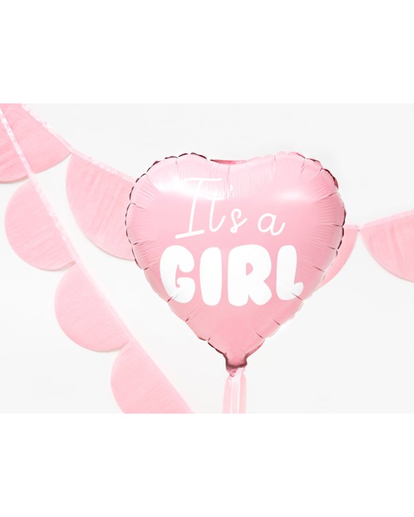 Foil Balloon Heart - It's a girl, 45cm, light pink