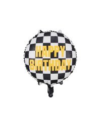 Foil balloon Checkered flag Happy Birthday, 45 cm, mix