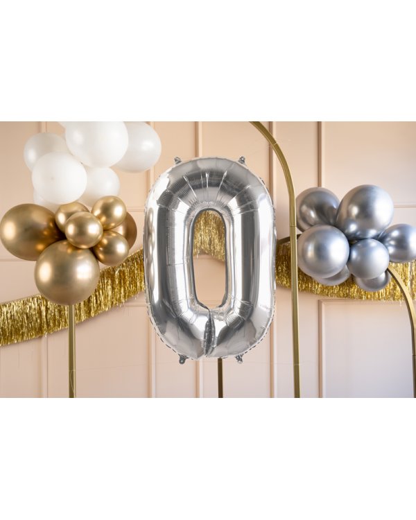 Foil Balloon Number ''0'', 72cm, silver