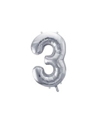 Foil Balloon Number ''3'', 72cm, silver