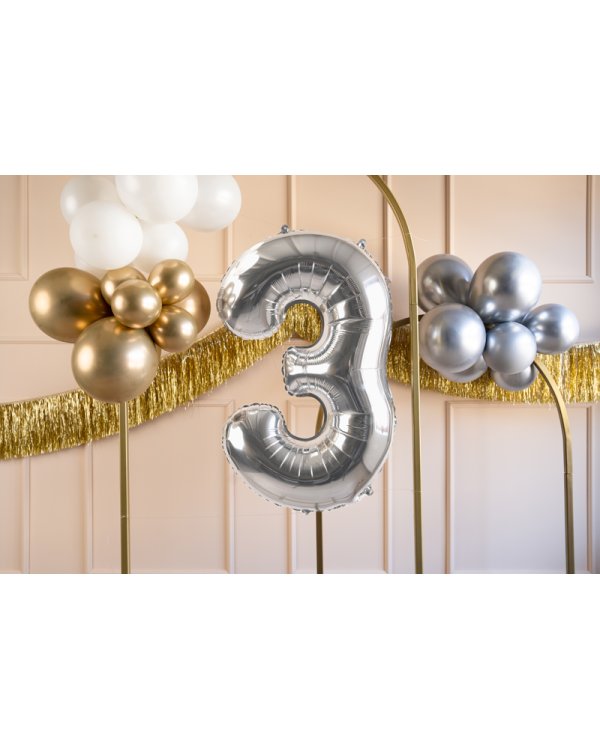 Foil Balloon Number ''3'', 72cm, silver