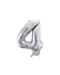Foil Balloon Number ''4'', 72cm, silver