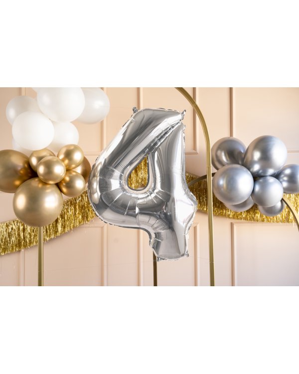 Foil Balloon Number ''4'', 72cm, silver