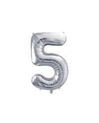 Foil Balloon Number ''5'', 72cm, silver