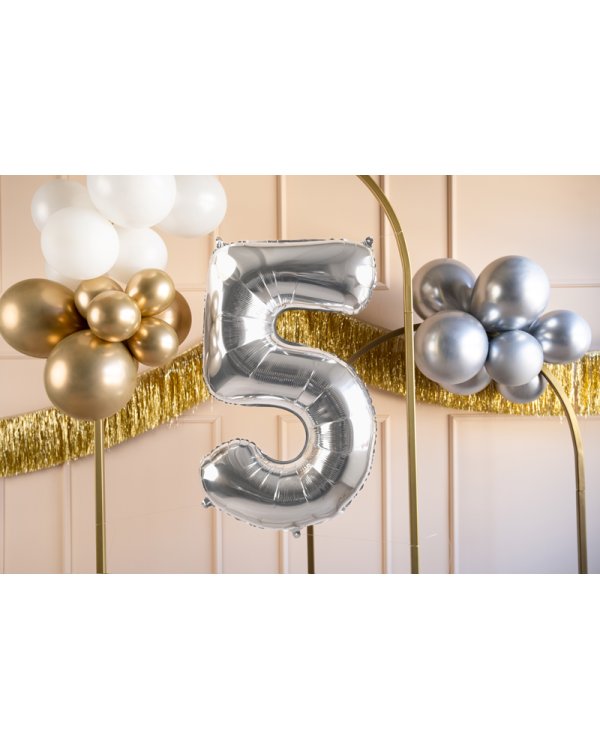 Foil Balloon Number ''5'', 72cm, silver