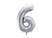 Foil Balloon Number ''6'', 72cm, silver