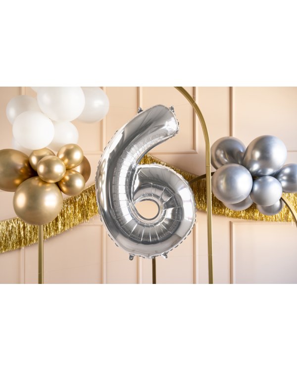 Foil Balloon Number ''6'', 72cm, silver