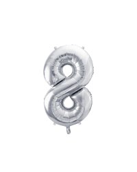Foil Balloon Number ''8'', 72cm, silver