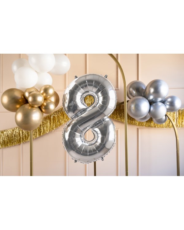 Foil Balloon Number ''8'', 72cm, silver