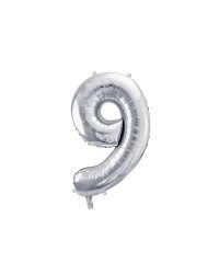 Foil Balloon Number ''9'', 72cm, silver