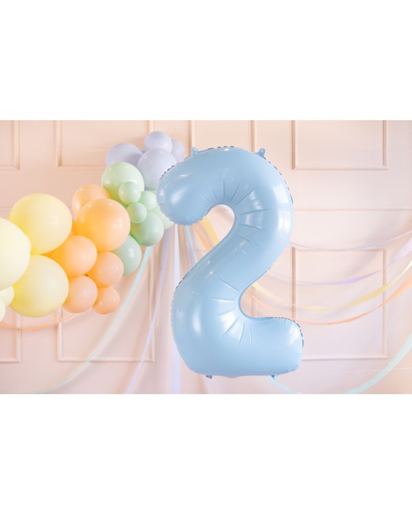 Foil Balloon Number ''2'', 72cm, light blue