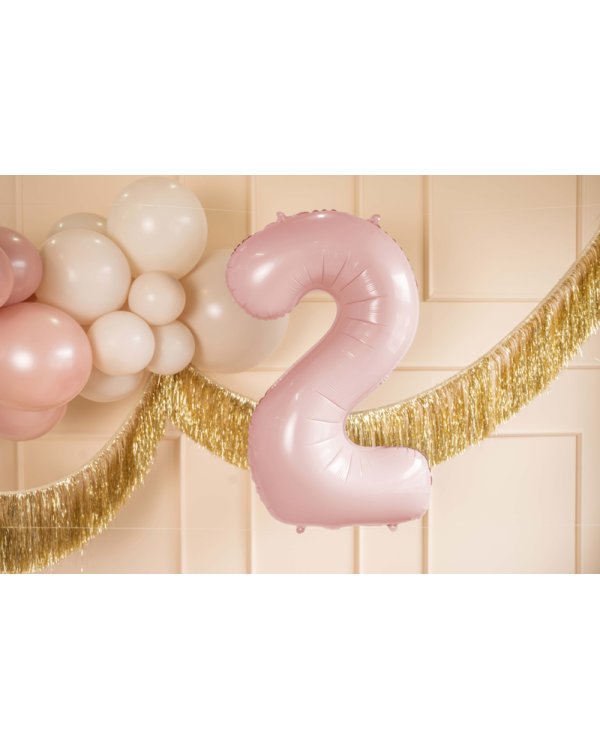 Foil Balloon Number ''2'', 72cm, light pink