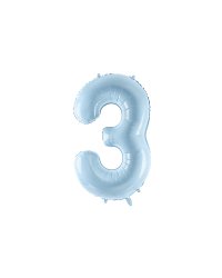 Foil Balloon Number ''3'', 72cm, light blue
