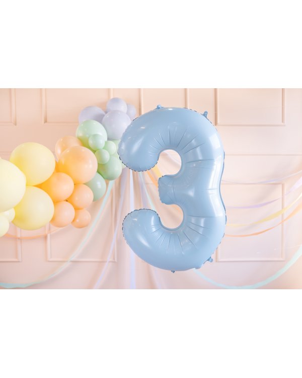 Foil Balloon Number ''3'', 72cm, light blue