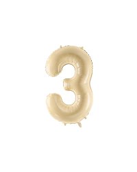 Foil Balloon Number ''3'', 72cm, beige