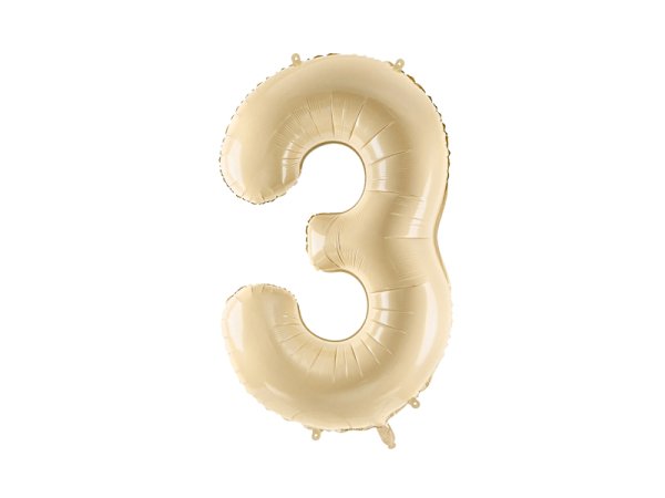 Foil Balloon Number ''3'', 72cm, beige