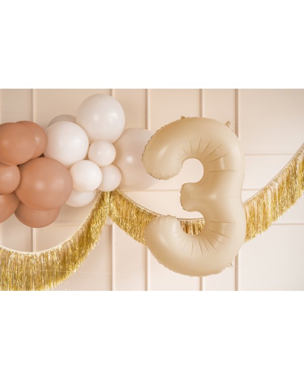 Foil Balloon Number ''3'', 72cm, beige