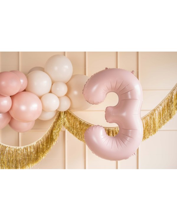 Foil Balloon Number ''3'', 72cm, light pink