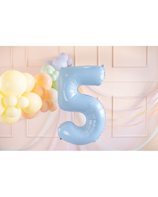Foil Balloon Number ''5'', 72cm, light blue