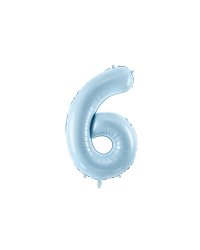 Foil Balloon Number ''6'', 72cm, light blue