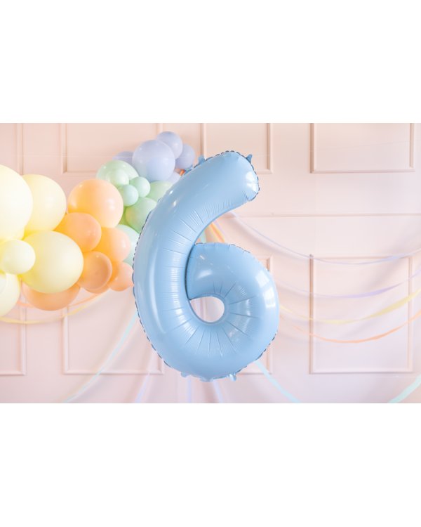 Foil Balloon Number ''6'', 72cm, light blue