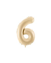 Foil Balloon Number ''6'', 72cm, beige