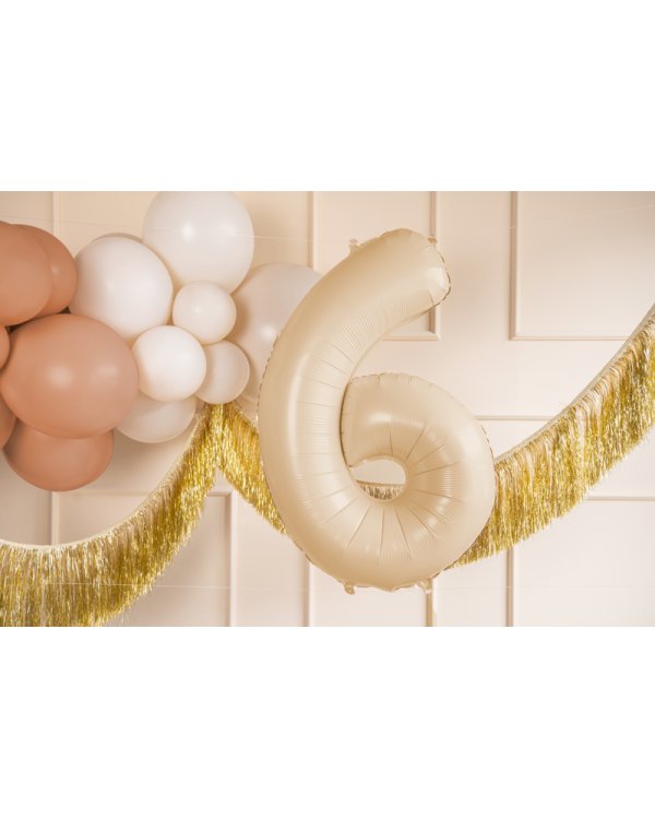 Foil Balloon Number ''6'', 72cm, beige